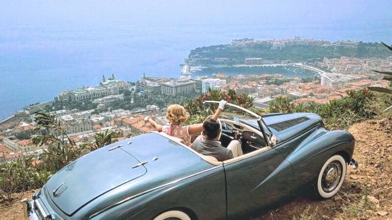 A classic convertible on the corniche above Monaco